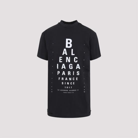 25SS 발렌시아가 반팔 티셔츠 811688 TRVU6 9034 WASHED BLACK WHITE - BALENCIAGA