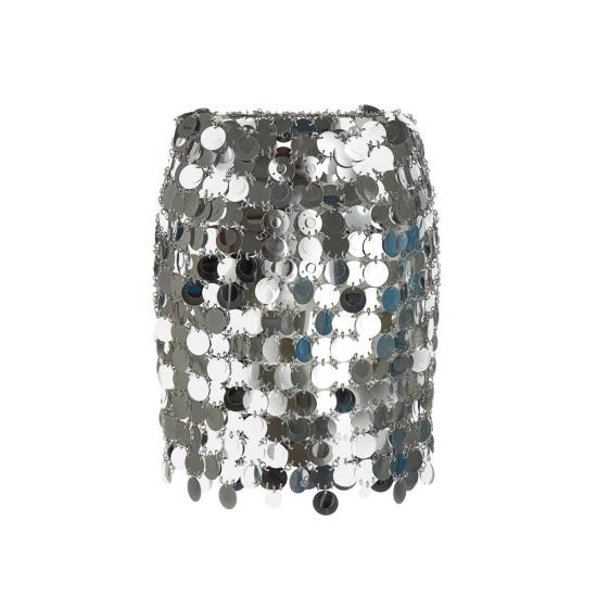 24FW 파코라반 숏 스커트 19EIJU010PS0133 P040 Silver - PACO RABANNE