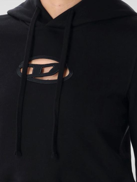 25FW 디젤 F 슬리미 후드 Od 컷 아웃 로고 크롭 후드티셔츠 A157140GRAC 9XX Black - DIESEL