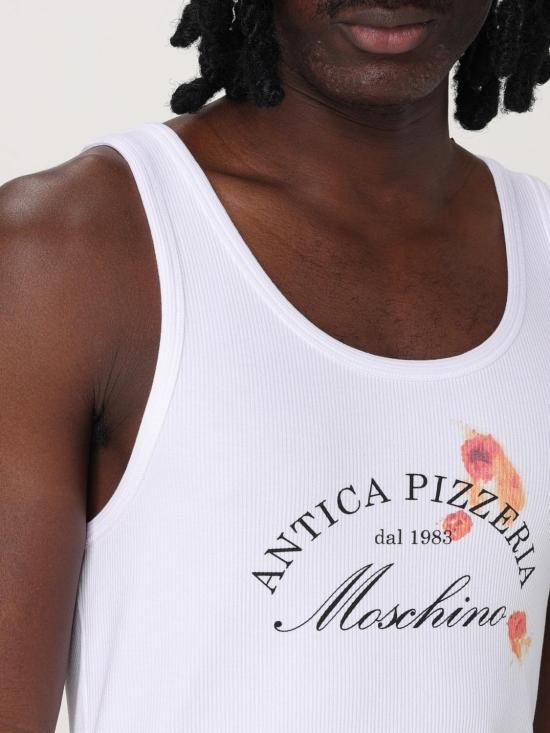 25FW 모스키노 민소매 티셔츠 89070245 1001 White - MOSCHINO