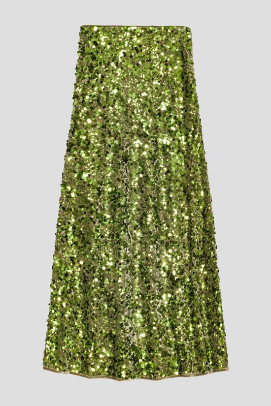  가니 롱 스커트 벨벳 세퀸 맥시 스커트 티타나이트