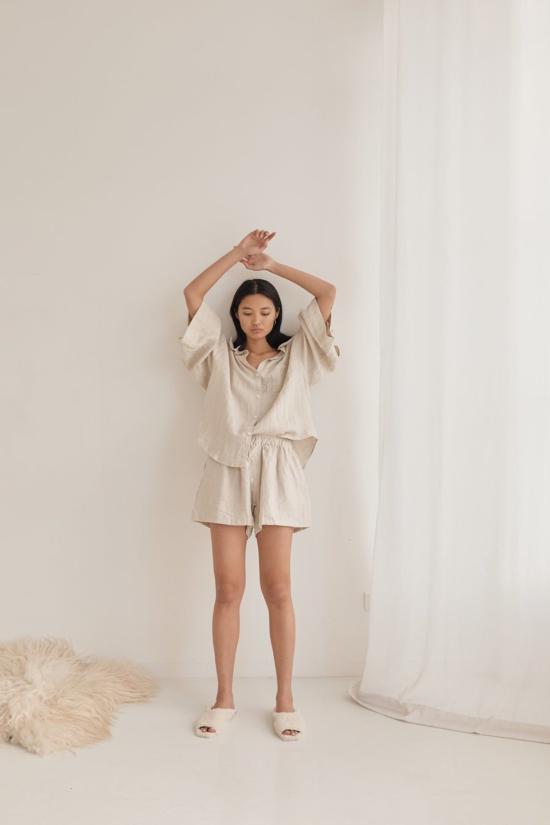  데이지 스튜디오 후드 티셔츠 리넨 03 세트 오트밀 - DEIJI STUDIO