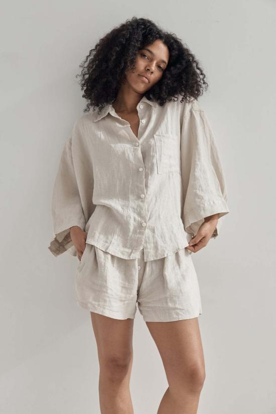  데이지 스튜디오 후드 티셔츠 리넨 03 세트 오트밀 - DEIJI STUDIO