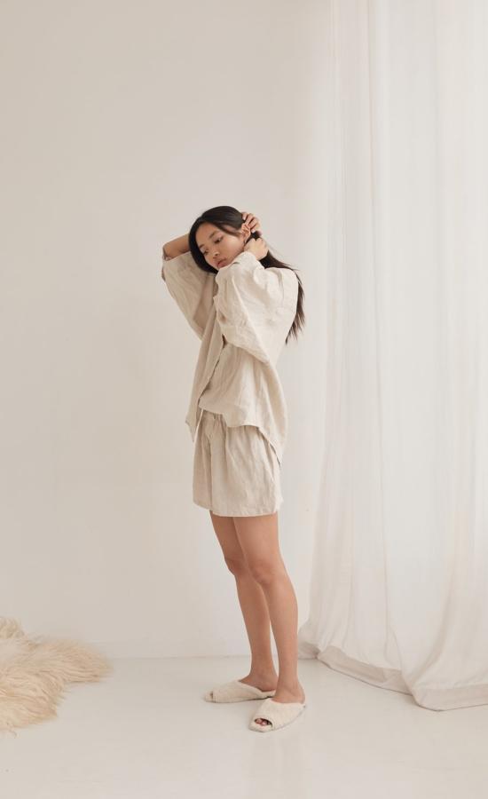  데이지 스튜디오 후드 티셔츠 리넨 03 세트 오트밀 - DEIJI STUDIO