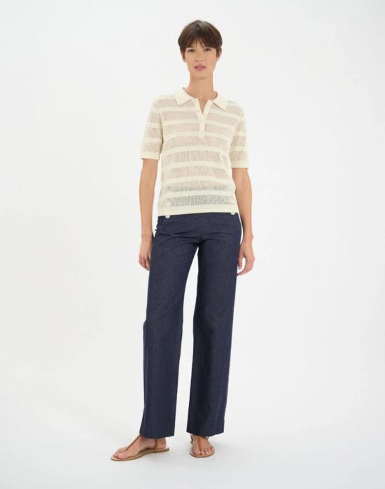  이네스 드 라 프레상쥬 탑 Ines De La Fressange Simon 리넨  베이지 - INES DE LA FRESSANGE