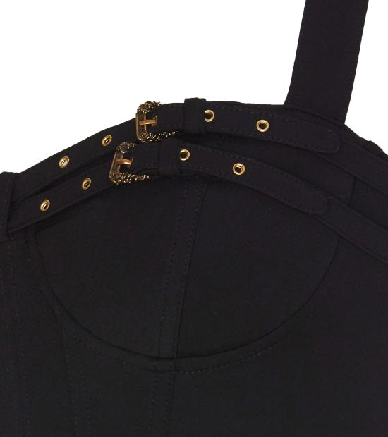 24FW 베르사체 미디 원피스 77HAO935 N0394899 Black - VERSACE