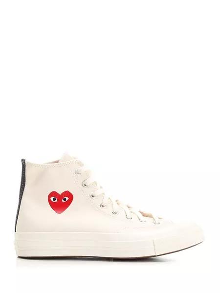 25SS 꼼데가르송 플레이 X 컨버스 스니커즈 AZ K129 001 White