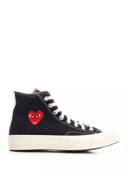 25SS 꼼데가르송 플레이 X 컨버스 스니커즈 AZ K129 001 Black