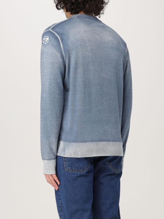 25SS 디젤 리버스 프린트 코튼 스웨터 A111870BEAR 89M Blue - DIESEL