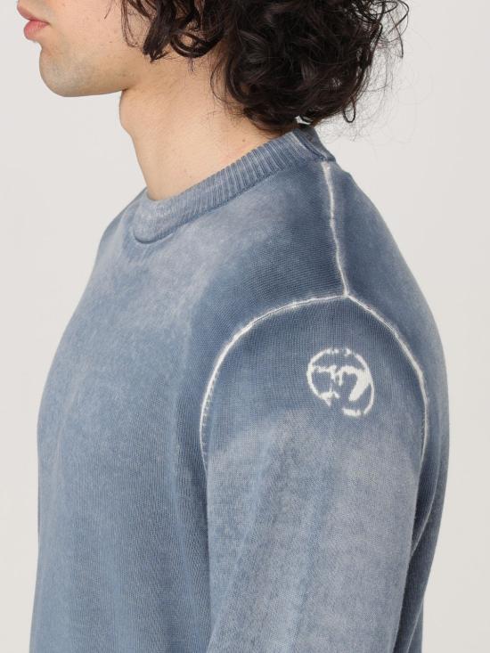 25SS 디젤 리버스 프린트 코튼 스웨터 A111870BEAR 89M Blue - DIESEL