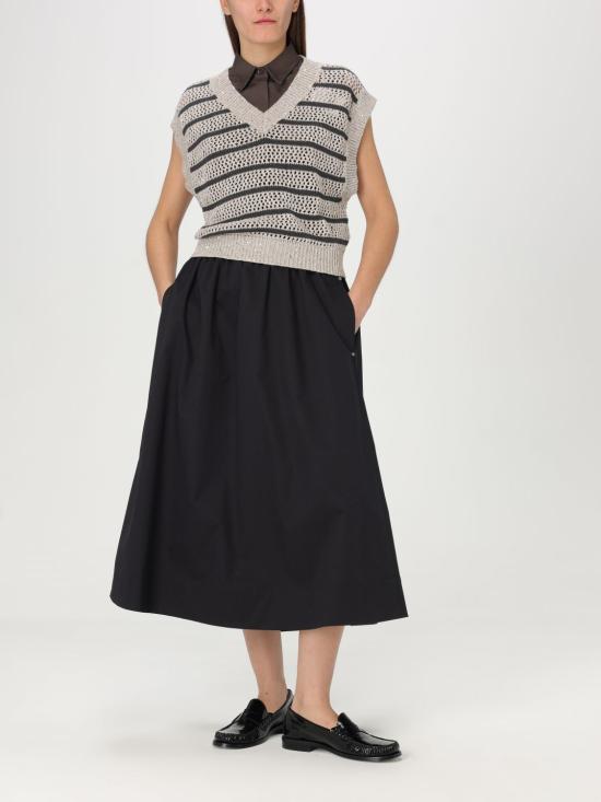 25SS 브루넬로 쿠치넬리 스커트 ML138G3753 C101 Black - BRUNELLO CUCINELLI