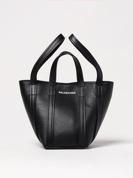 25SS 발렌시아가 그레인드 카프스킨 에브리데이 XS 노스 사우스 숄더 토트백 672793 15YUN 1090 Black