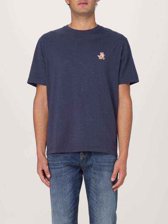 25FW 메종키츠네 스피디 폭스 패치 컴포트 티셔츠 MM00125KJ0008 P476 Blue