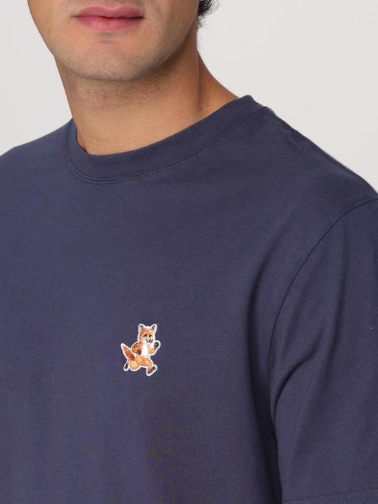 25FW 메종키츠네 스피디 폭스 패치 컴포트 티셔츠 MM00125KJ0008 P476 Blue - MAISON KITSUNE