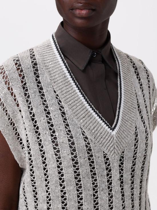 25SS 브루넬로 쿠치넬리 베스트 MCO559412 CJK08 Yellow Cream - BRUNELLO CUCINELLI