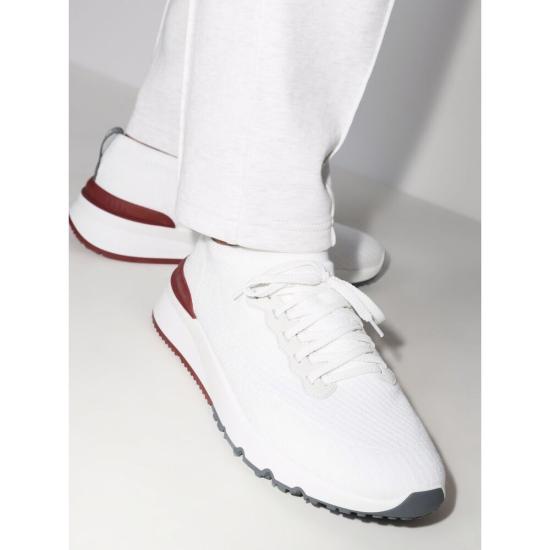 26FW 브루넬로 쿠치넬리 코튼 니트 세미 폴리쉬드 카프스킨 러너 MZUPMBO252 CJ987 WHITE DOM - BRUNELLO CUCINELLI