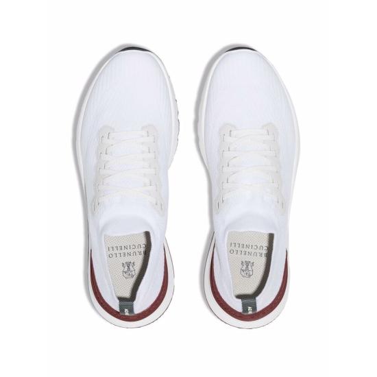 26FW 브루넬로 쿠치넬리 코튼 니트 세미 폴리쉬드 카프스킨 러너 MZUPMBO252 CJ987 WHITE DOM - BRUNELLO CUCINELLI