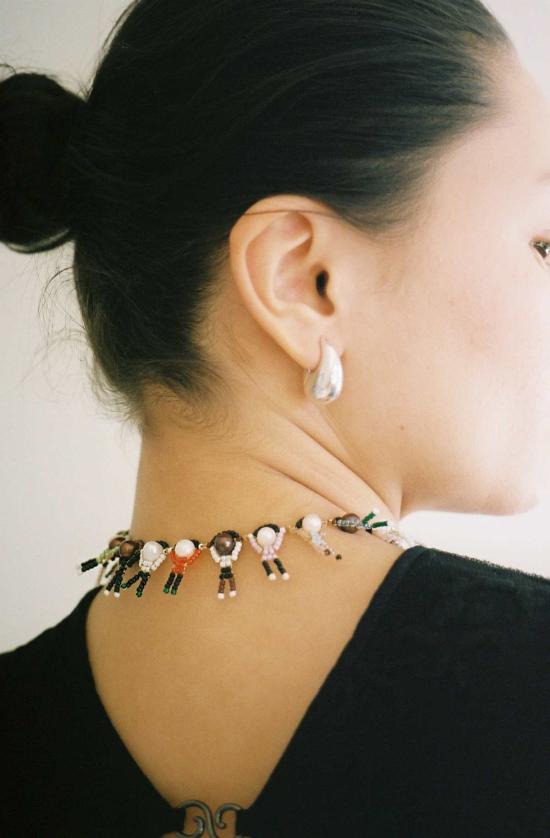  아니카 이네즈 이어링 Annika Inez 대형 슬로핑 힌지 후프 실버 - ANNIKA INEZ