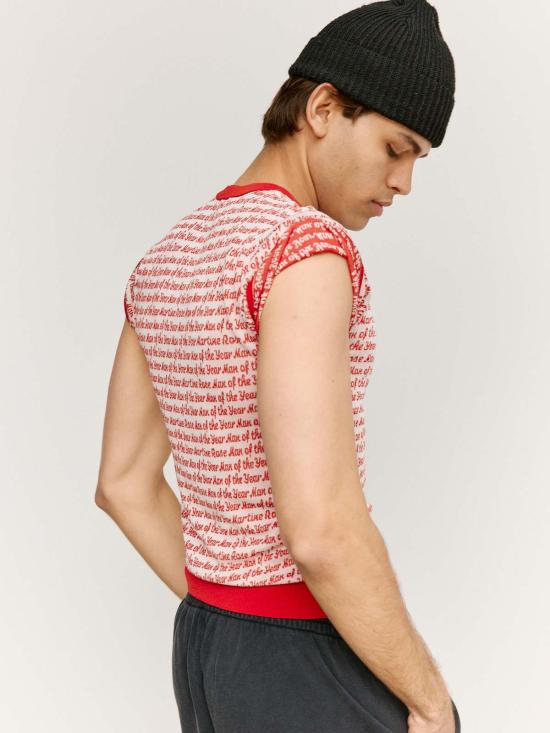  마틴로즈 베스트 마틴 로즈 슬리브리스 조끼 레드/화이트 - MARTINE ROSE