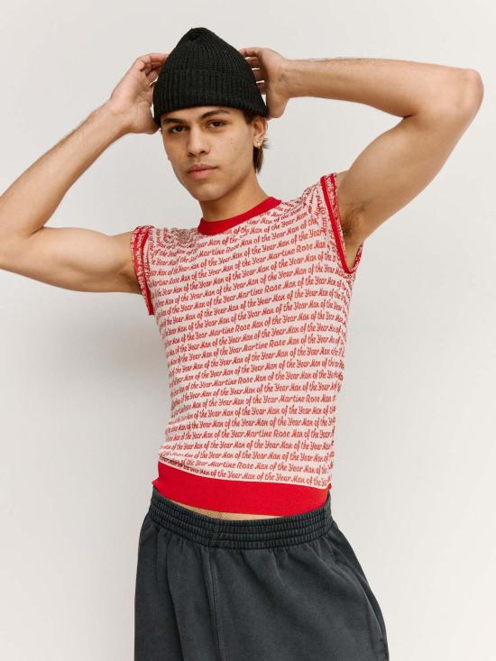  마틴로즈 베스트 마틴 로즈 슬리브리스 조끼 레드/화이트 - MARTINE ROSE