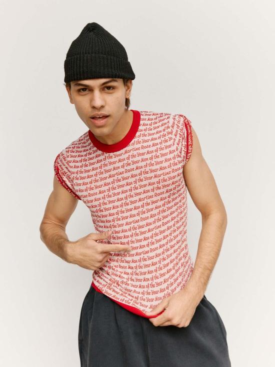  마틴로즈 베스트 마틴 로즈 슬리브리스 조끼 레드/화이트 - MARTINE ROSE