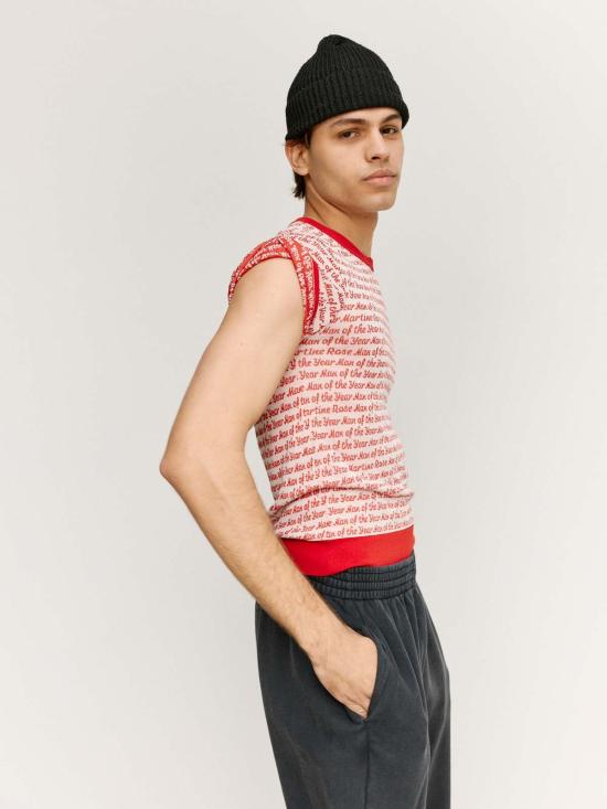  마틴로즈 베스트 마틴 로즈 슬리브리스 조끼 레드/화이트 - MARTINE ROSE