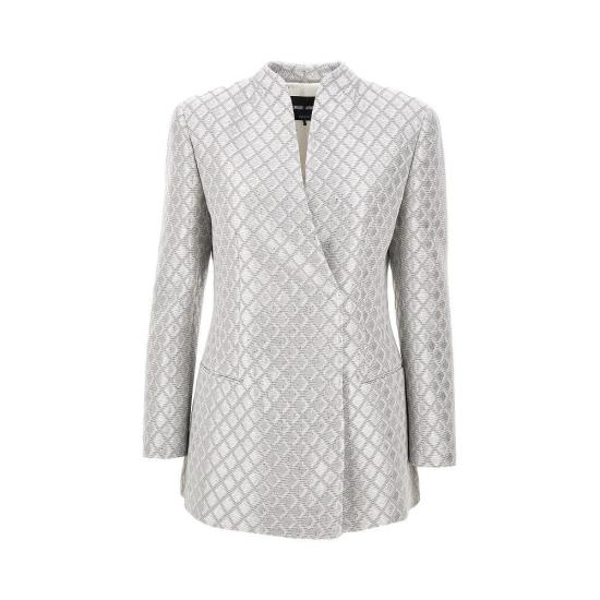  조르지오 아르마니 자켓 루렉스 자카드 더블브레스트 재킷 여성 실버
