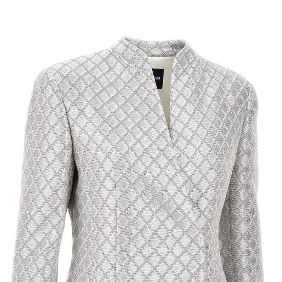  조르지오 아르마니 자켓 루렉스 자카드 더블브레스트 재킷 여성 실버 - GIORGIO ARMANI