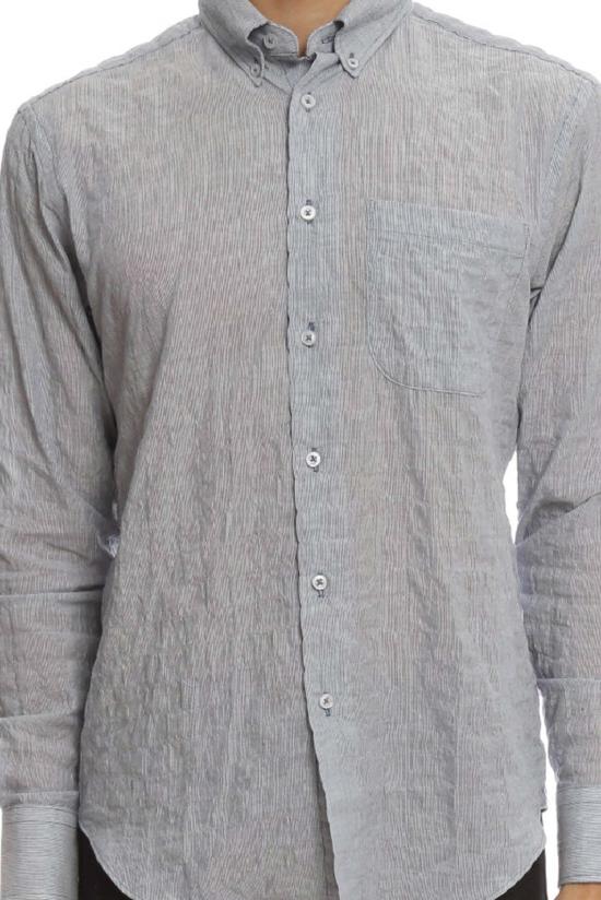  Naked & Famous 긴팔 셔츠 네이키드 앤 페이머스 레귤러 라이트웨이트 헤어라인 스트라이프  블루 - NAKED & FAMOUS