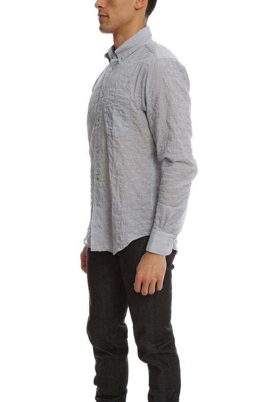  Naked & Famous 긴팔 셔츠 네이키드 앤 페이머스 레귤러 라이트웨이트 헤어라인 스트라이프  블루 - NAKED & FAMOUS