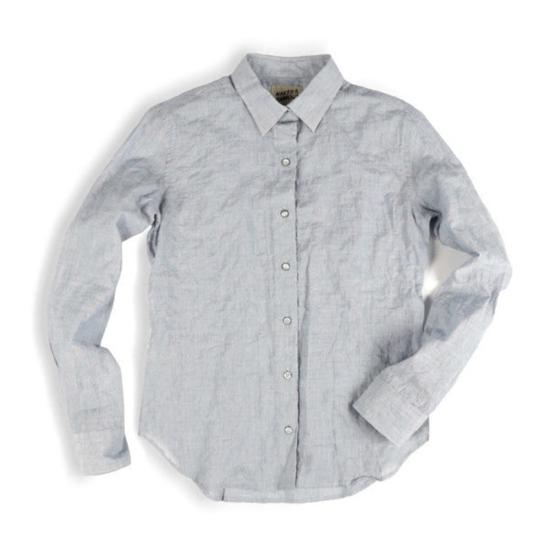  Naked & Famous 긴팔 셔츠 네이키드 앤 페이머스 레귤러 라이트웨이트 헤어라인 스트라이프  블루 - NAKED & FAMOUS