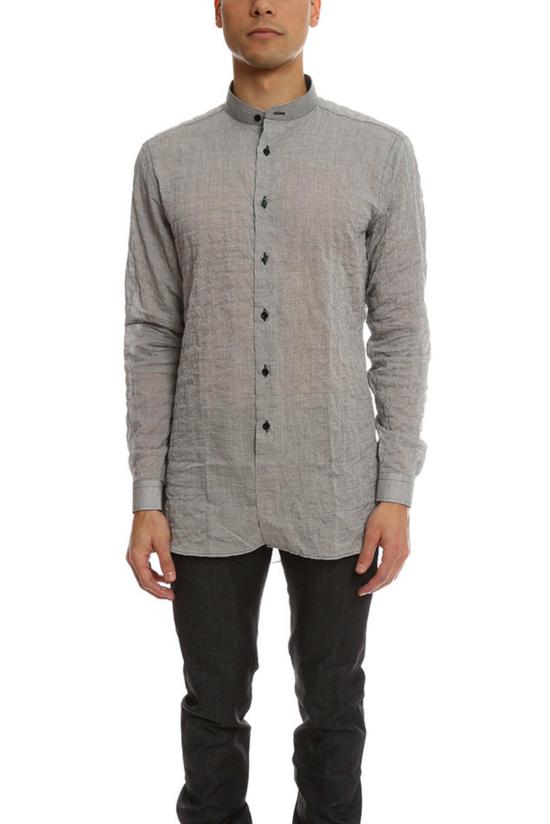  Naked & Famous 긴팔 셔츠 네이키드 앤 페이머스 롱 크링클 수평 스트라이프  블랙