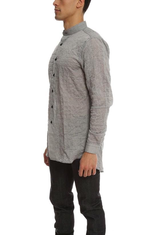  Naked & Famous 긴팔 셔츠 네이키드 앤 페이머스 롱 크링클 수평 스트라이프  블랙 - NAKED & FAMOUS