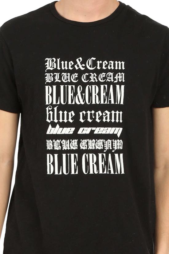  블루&크림 반팔 티셔츠 올오버 로고 티셔츠 블랙 - BLUE&CREAM