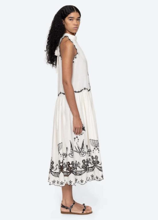  씨뉴욕 롱 원피스 Sea Ny Kingsley 자수 탱크 드레스 크림 - SEA NY