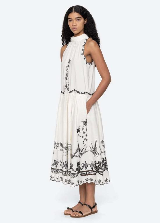  씨뉴욕 롱 원피스 Sea Ny Kingsley 자수 탱크 드레스 크림 - SEA NY