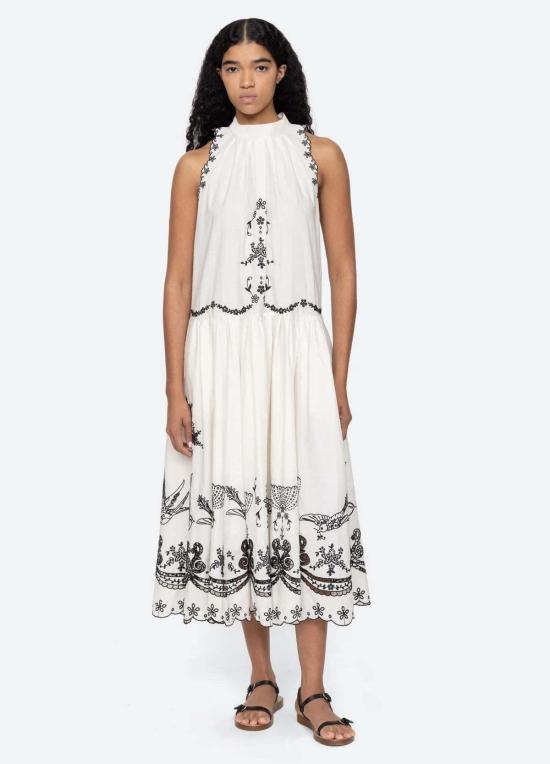  씨뉴욕 롱 원피스 Sea Ny Kingsley 자수 탱크 드레스 크림 - SEA NY