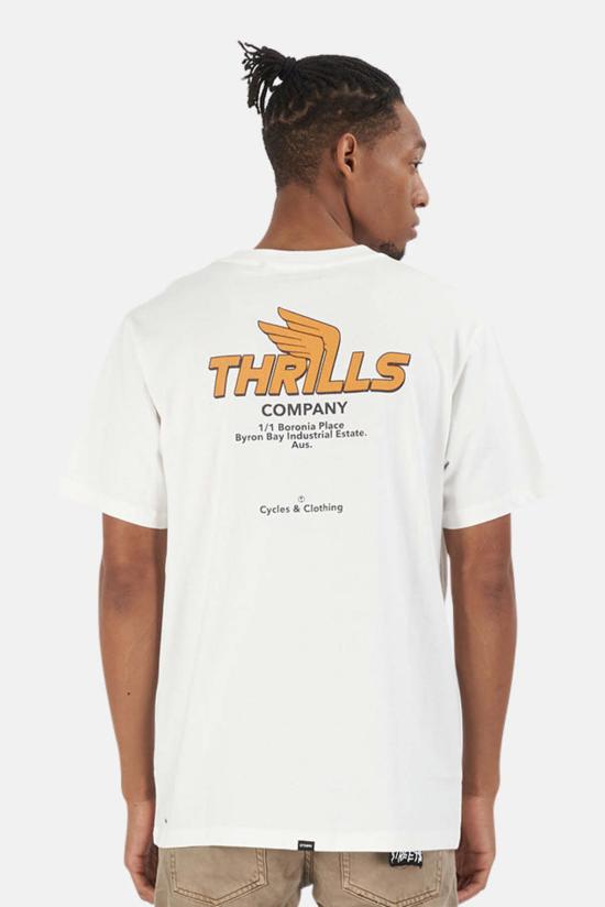  스릴즈 반팔 티셔츠 Thrills Dirty Burner Merch Fit 티셔츠 화이트 - THRILLS