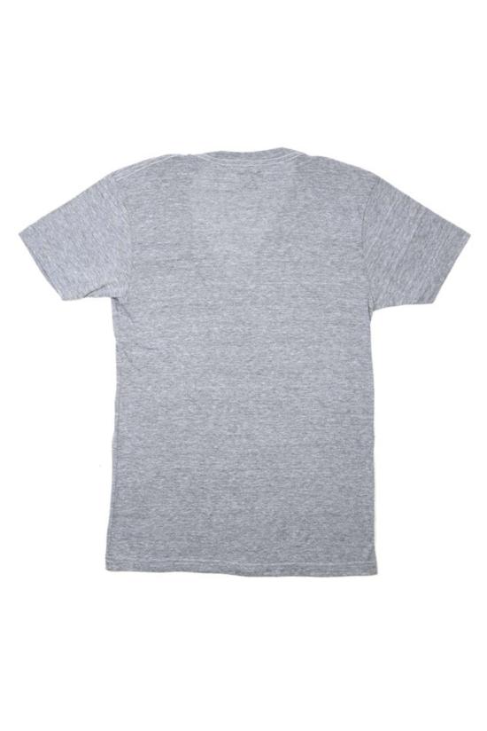  블루&크림 반팔 티셔츠 스크립트 V넥 티 그레이 - BLUE&CREAM