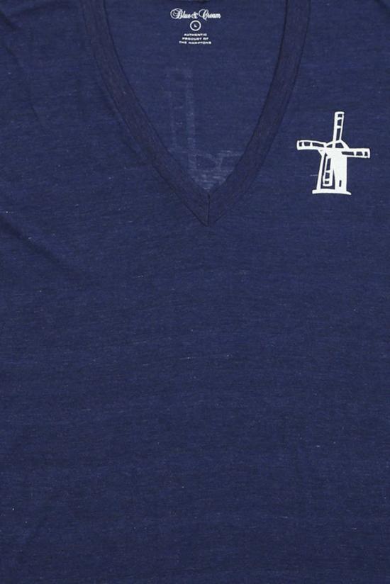  블루&크림 반팔 티셔츠 윈드밀 V넥 티 코발트 - BLUE&CREAM