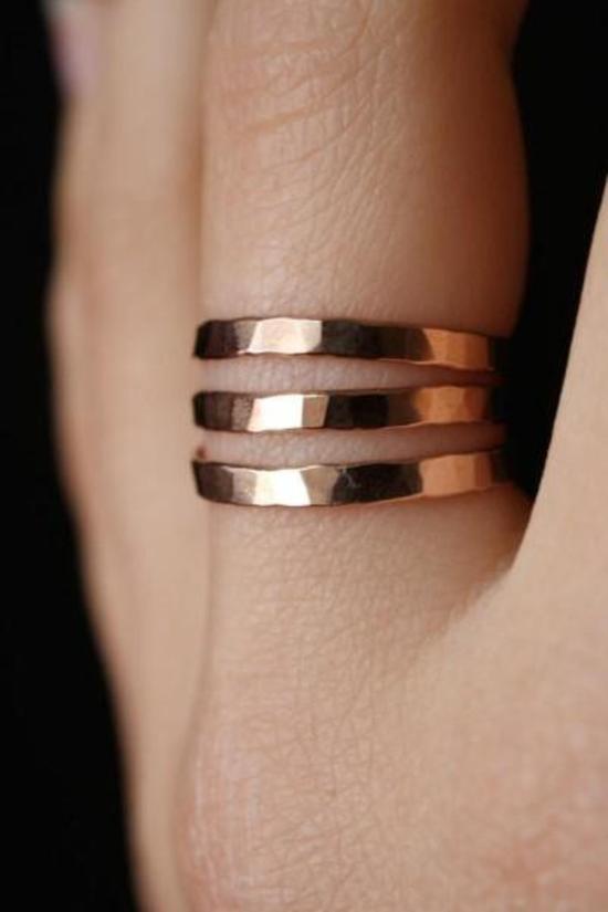  Hannah Naomi 반지 Extra Thick Hammered Ring Gold - OTHER BRANDS