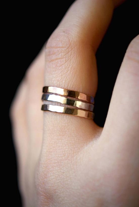  한나 나오미 반지 Hannah Naomi Extra Thick Hammered Ring Gold - HANNAH NAOMI