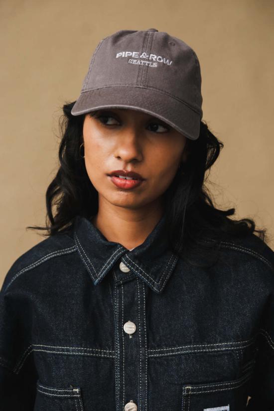  파이프앤로우 볼캡 로고 햇 워시드 그레이 - PIPE & ROW