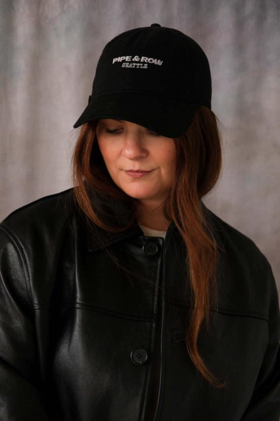  파이프앤로우 볼캡 로고 햇 워시드 블랙 - PIPE & ROW