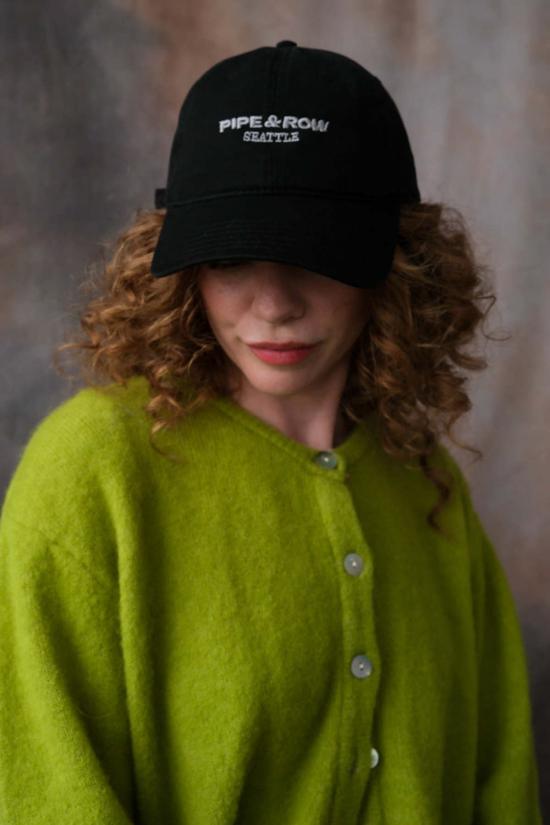  파이프앤로우 볼캡 로고 햇 워시드 블랙