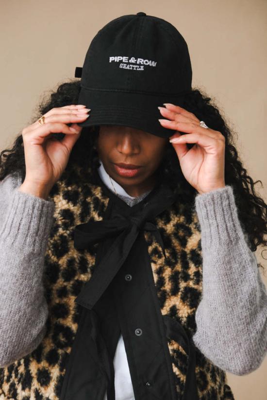  파이프앤로우 볼캡 로고 햇 워시드 블랙 - PIPE & ROW