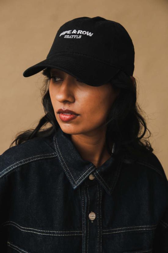  파이프앤로우 볼캡 로고 햇 워시드 블랙 - PIPE & ROW