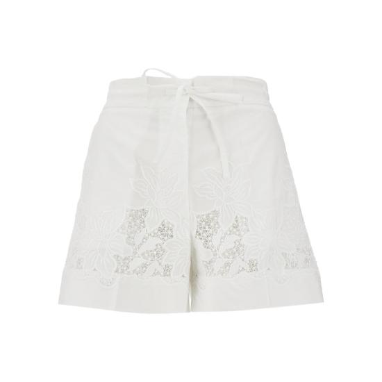 파로쉬 숏팬츠 P. A.R. O.S. H. 레이스 인서트가 있는 팝린 반바지 여성 화이트