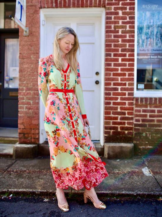  살로니 롱 원피스 Saloni Lea 셔츠 드레스 Florentina Gardeni