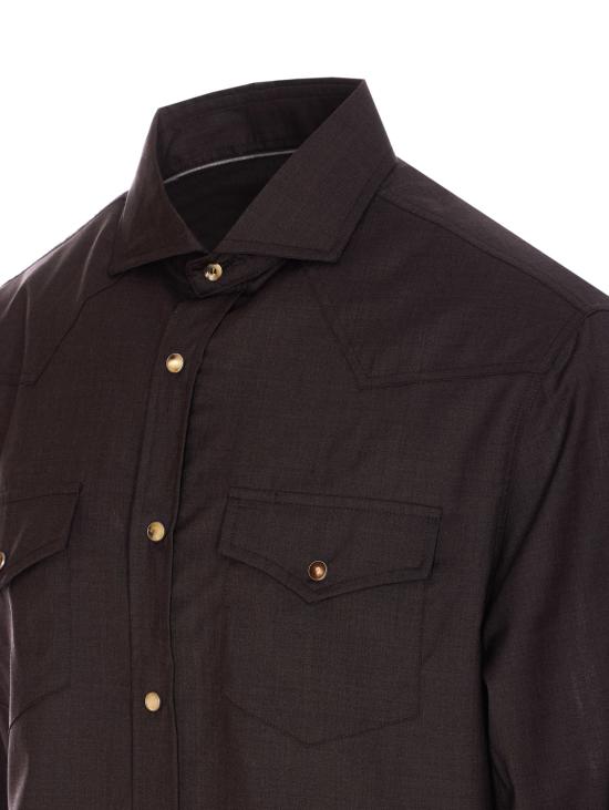 25SS 브루넬로 쿠치넬리 긴팔 셔츠 MM6704008 C051 Brown - BRUNELLO CUCINELLI